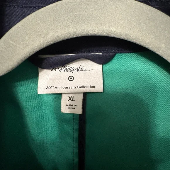 3.1 Phillip Lim for Target Navy Trench Coat XL Green Lining Belted Designer Coll - Picture 2 of 7